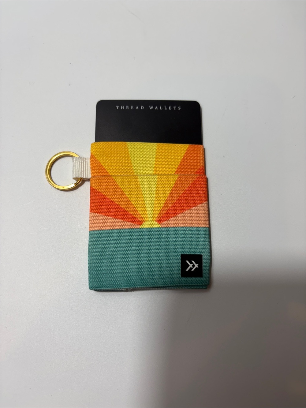 Thread Wallets Men’s Sunrise Stripe Card & Key Holder in Green and Orange